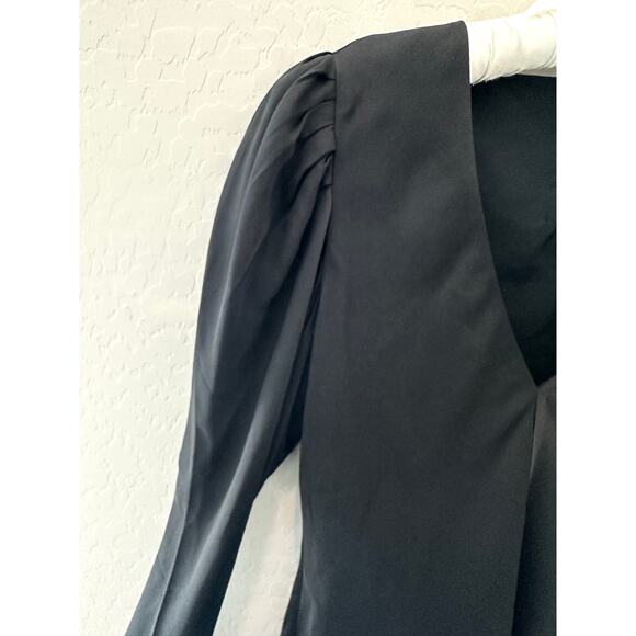 FRAME | 100% Silk Black Puff Sleeve V-Neck Blouse | Size Medium - Picture 3 of 8